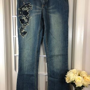 Harley Davidson NWOT jean 4W 32 L rose embroidered